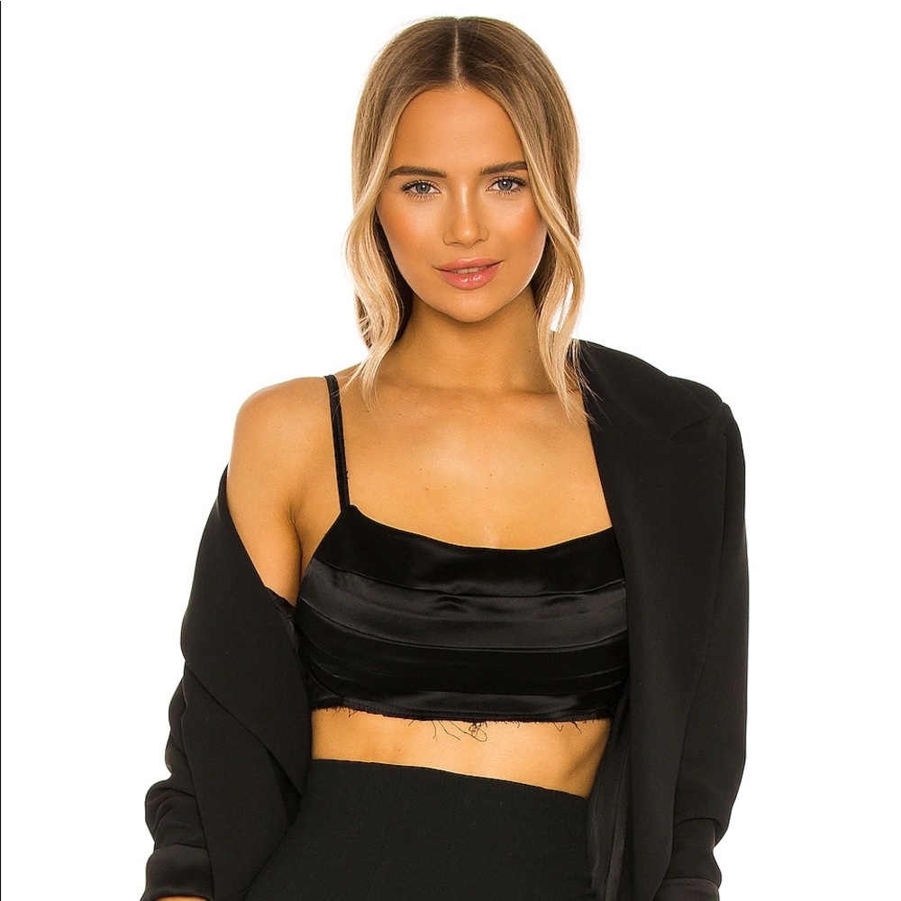 NONchalant Label Jackie Black Satin Crop Top